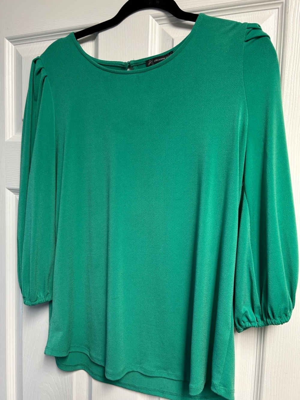 Adrianna Papell Emerald Green Puff Sleeve Blouse